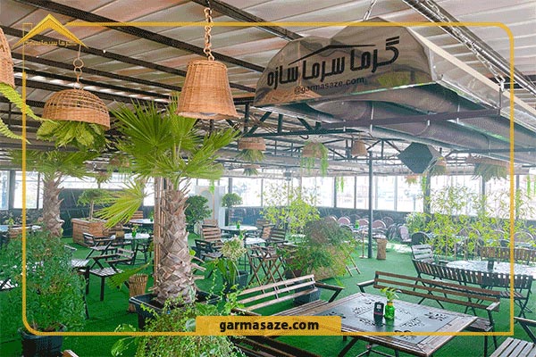 نمایی از بخاری فضای باز گازی در رستوران