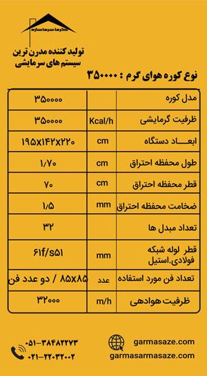 کوره هوای گرم 350000